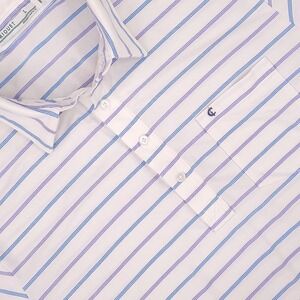 Criquet Shirt Mens Large Stripe Pocket Golf Stretch Performance Polo Casual